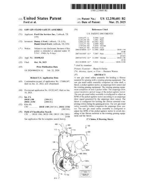 Saw Gin Stand Safety Assembly