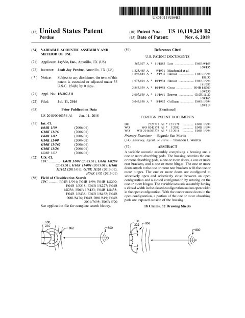 Variable Acoustic Assembly and Method of Use