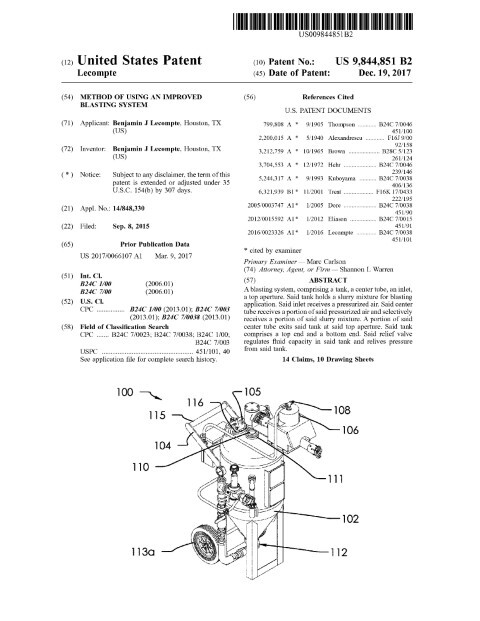 Method of Using an Improved Blasting System